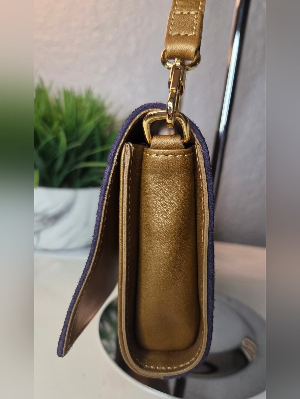 RESERVED***Longchamp Artwalk Cuir Leather Suede & Calf Hair Shoulder Bag Clutch - Picture 5 of 16
